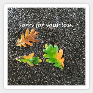 Sorry for your loss, sympathy card, autumn leaves in rain Sticker